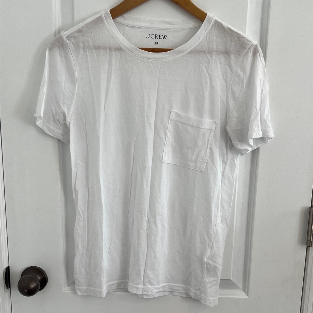 J. Crew White Short-Sleeve Pocket Tee